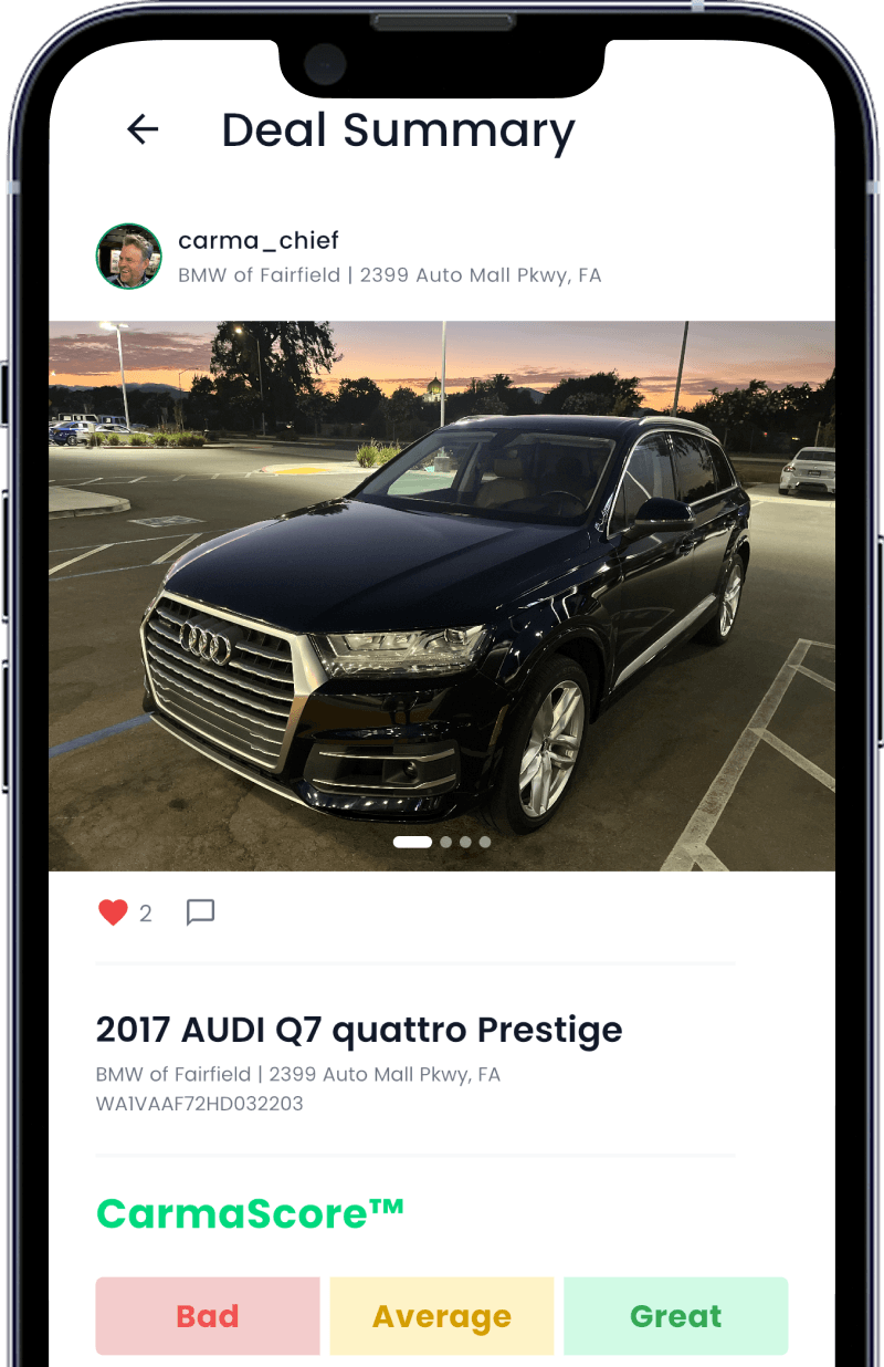 Carma app home screen